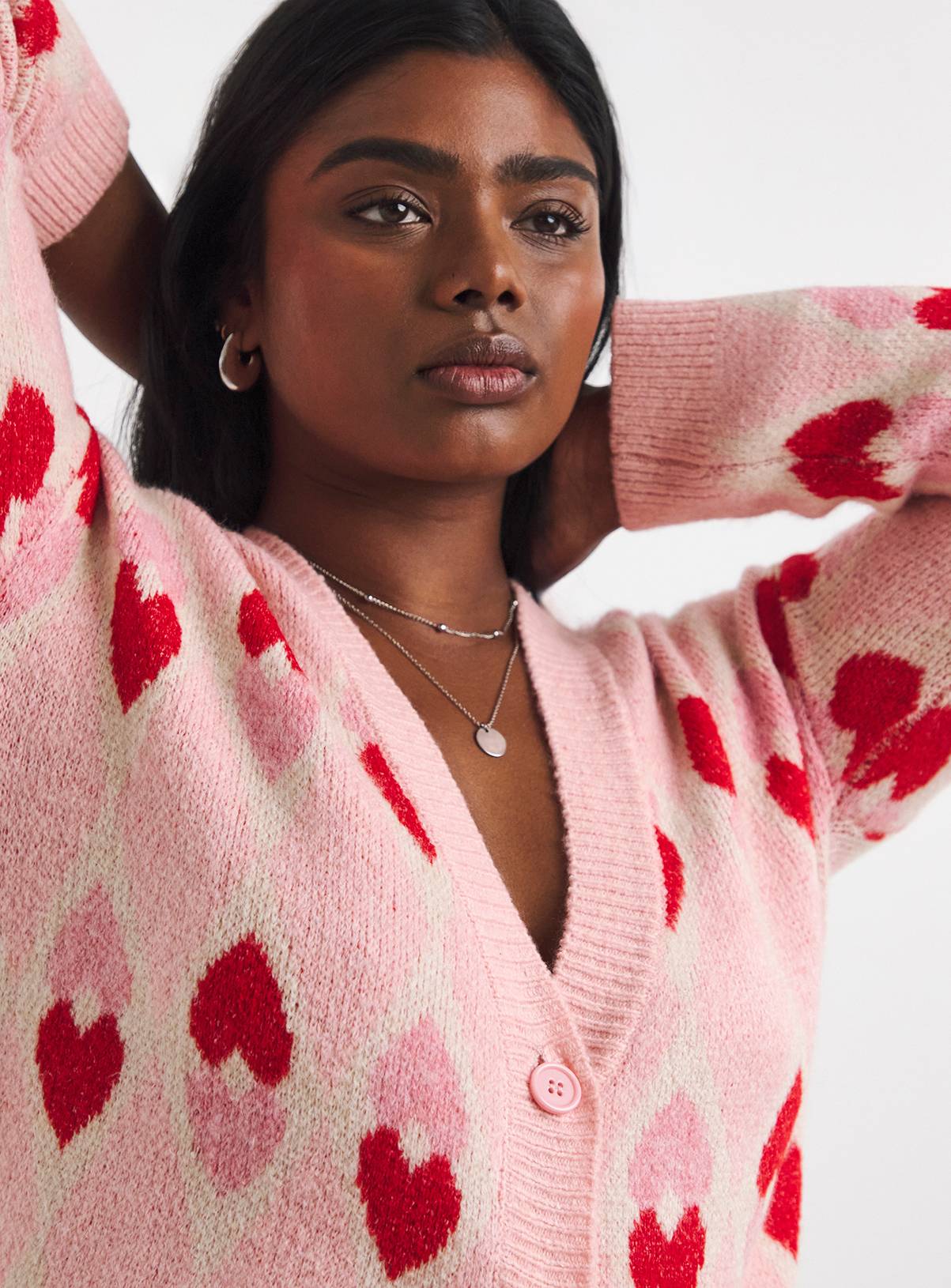 SIMPLY BE Heart Jacquard Cardigan 16-18 - Image 4